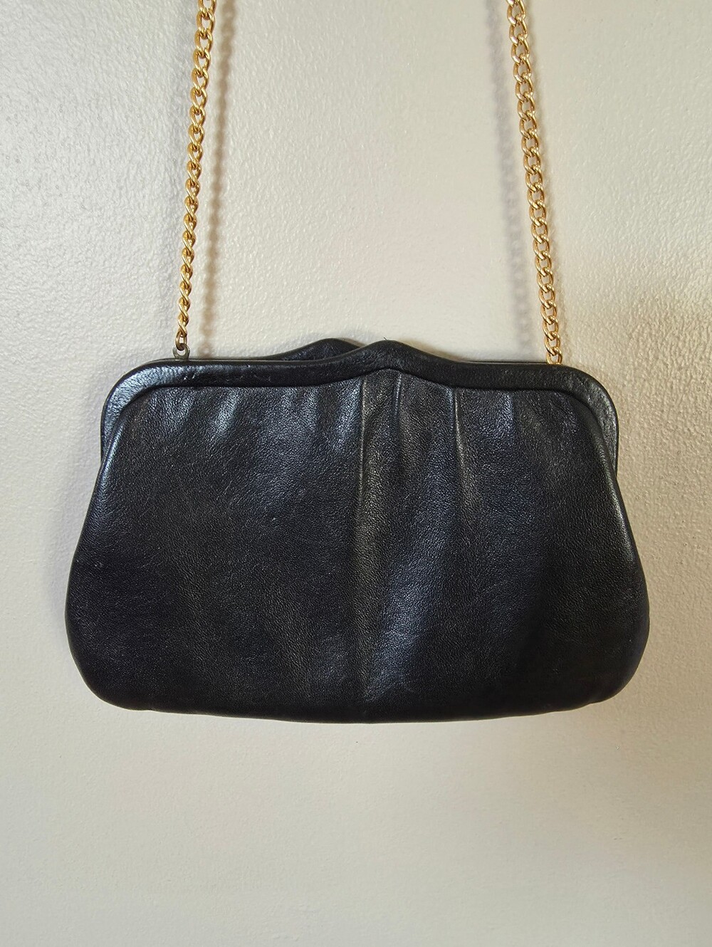Vintage Ande Black Leather Clutch Should bag Purse